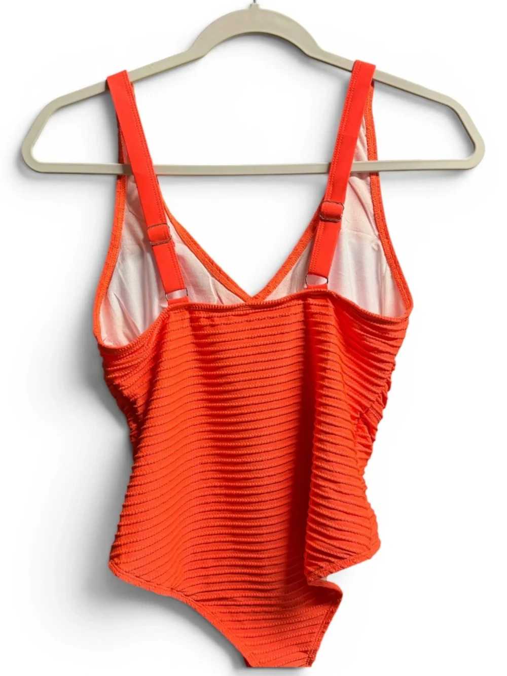 NWOT Orange Ribbed One Piece Swimsuit Size 14Y Adjustable Straps